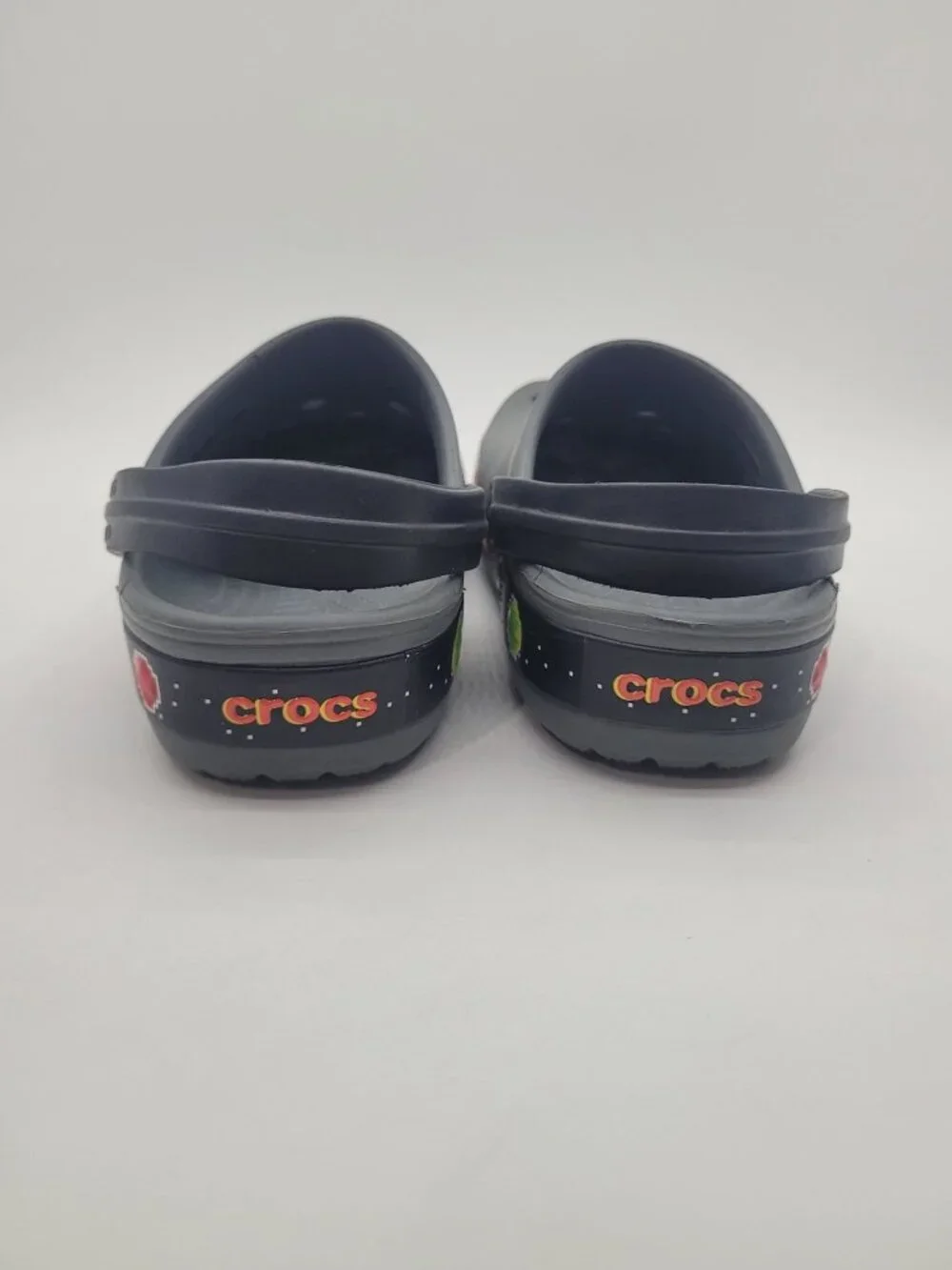 HTF Pristine Crocs Fun Lab Galactic Digi Outer Space Gray Youth Size 3 Spaceship